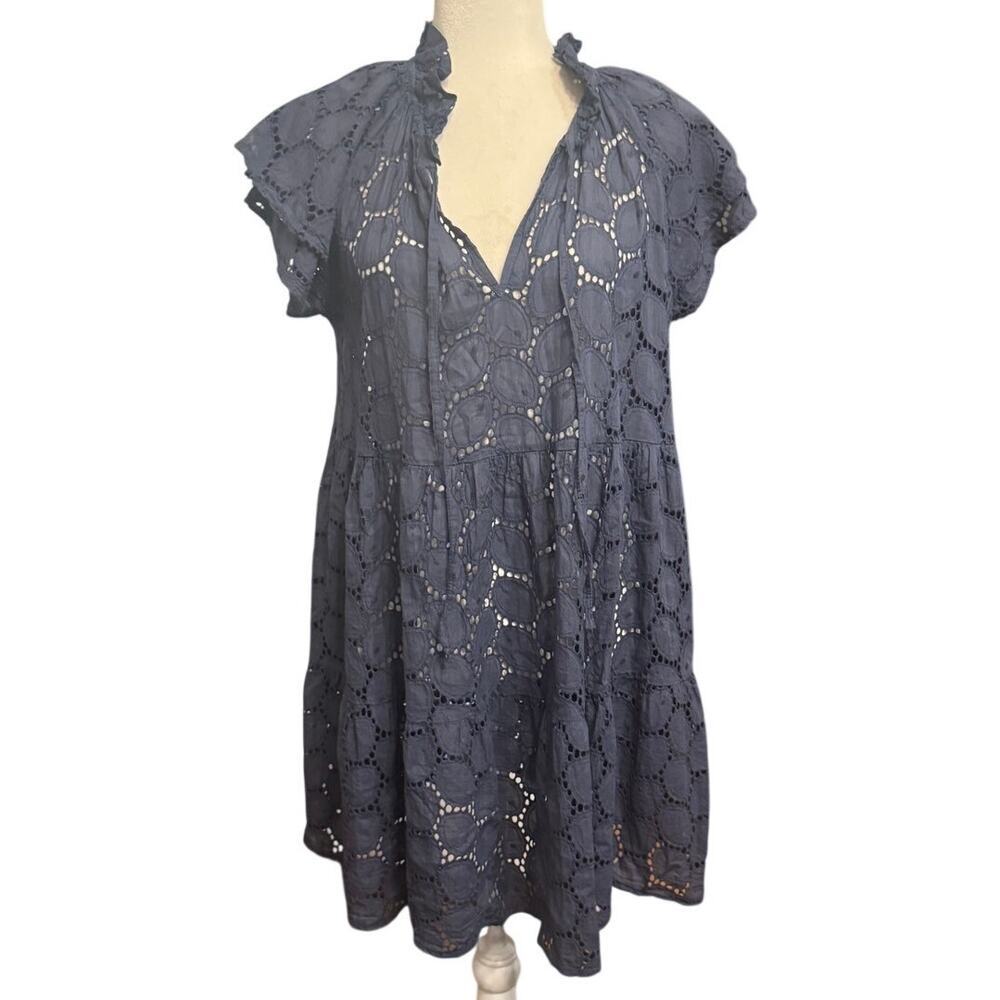 Sofia Made in Italy Eyelet Cotton Babydoll Dress | Blue Estimated Size Medium